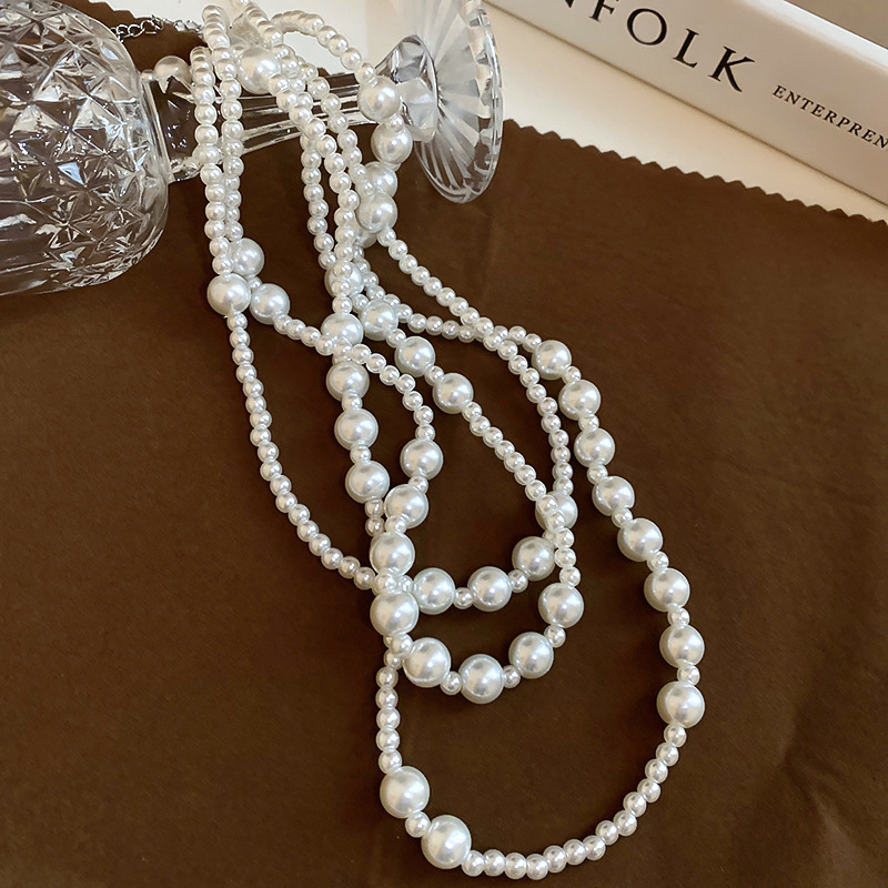 Irregular long pearl necklace, French light luxury style, sweater chain, niche simple and high-end necklace wholesale for women pic 73