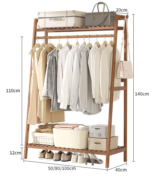挂衣架落地衣架卧室简易衣帽架房间家用晾衣架多功能衣服收纳架详情1