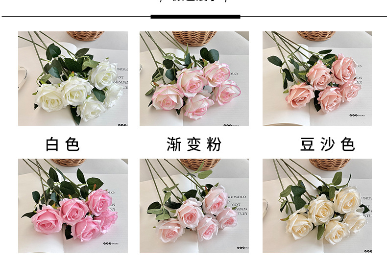 Artificial rose bouquets, single artificial flowers, home living room dining table ornaments, wedding hall flower arrangements, decorative flowers pic 4
