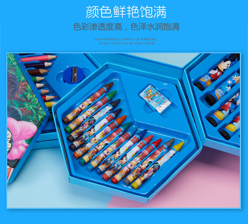 六角盒儿童水彩笔套装创意46件套儿童画笔美术文具礼品水彩笔套装详情11