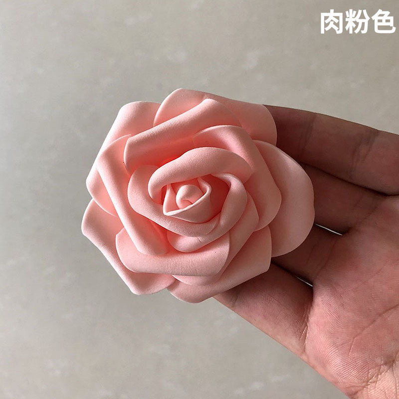 跨境7cmpe仿真玫瑰花头七夕情人节泡沫花手工材料婚庆花球灯饰详情9
