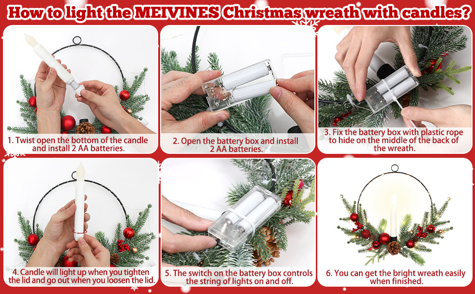 跨境圣诞节烛台花环仿真松针带松果门挂墙饰家居节庆气氛布置壁挂详情3