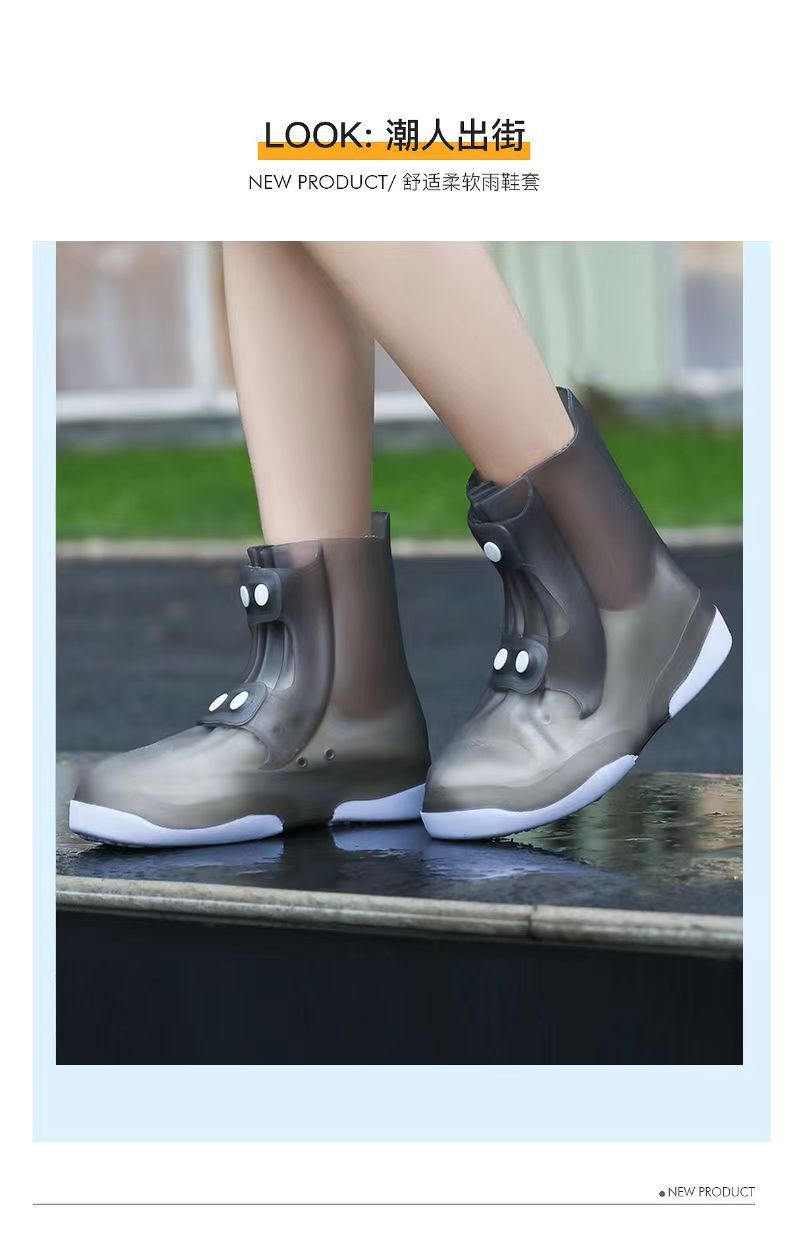 Thickened, wear-resistant, waterproof and anti-slip rain boots for both men and women, suitable for adults to wear on rainy days, and student silicone water shoe covers pic 14
