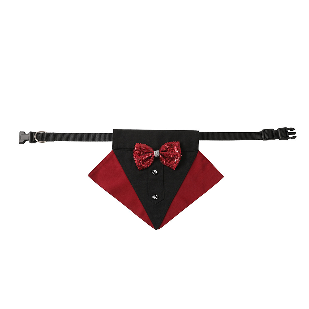 New wedding suit, pet saliva towel, dog collar, pet triangle towel, pet bow tie, wedding suit triangle towel pic 5