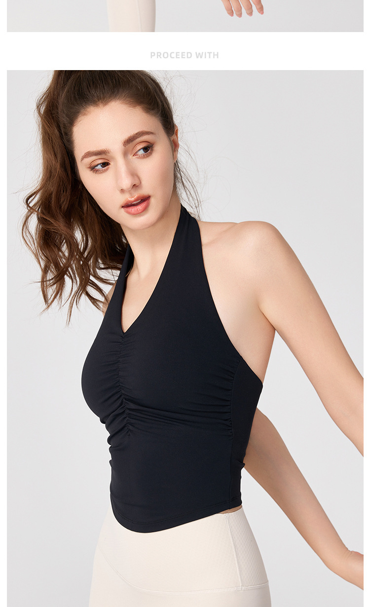 NULS辣妹欧美风挂脖露背瑜伽服固定杯美背裸感紧身运动背心女外穿详情17