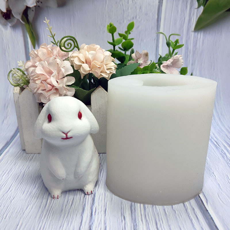 3d立体仿真兔子香薰蜡烛硅胶模具可爱月兔diy冻冰块石膏滴胶摆件详情3