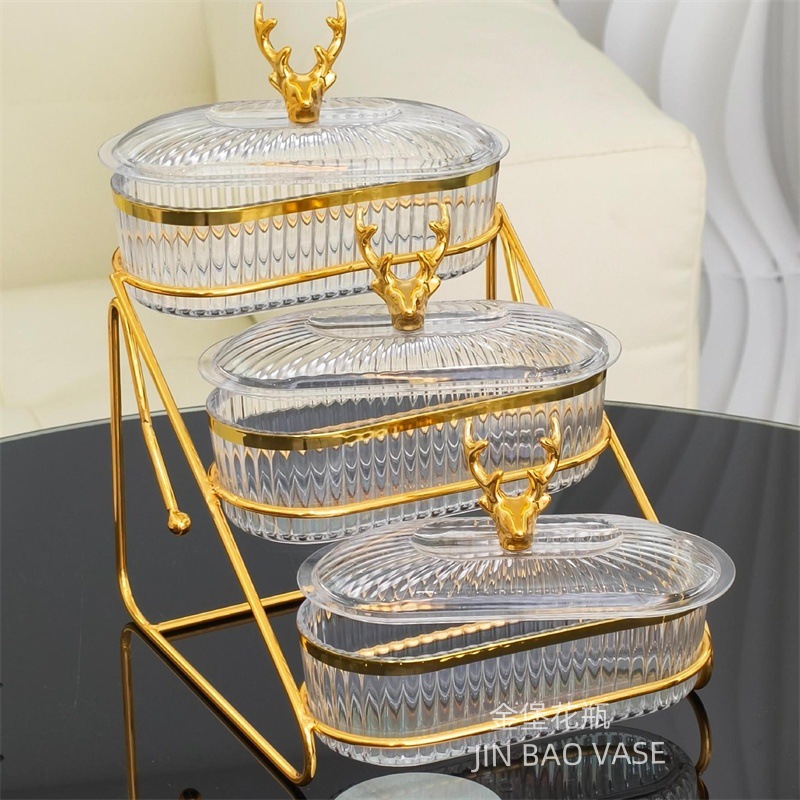 轻奢高颜值玻璃果盘商用水果拼盘家用创意分格干果盒小吃零食盘详情31