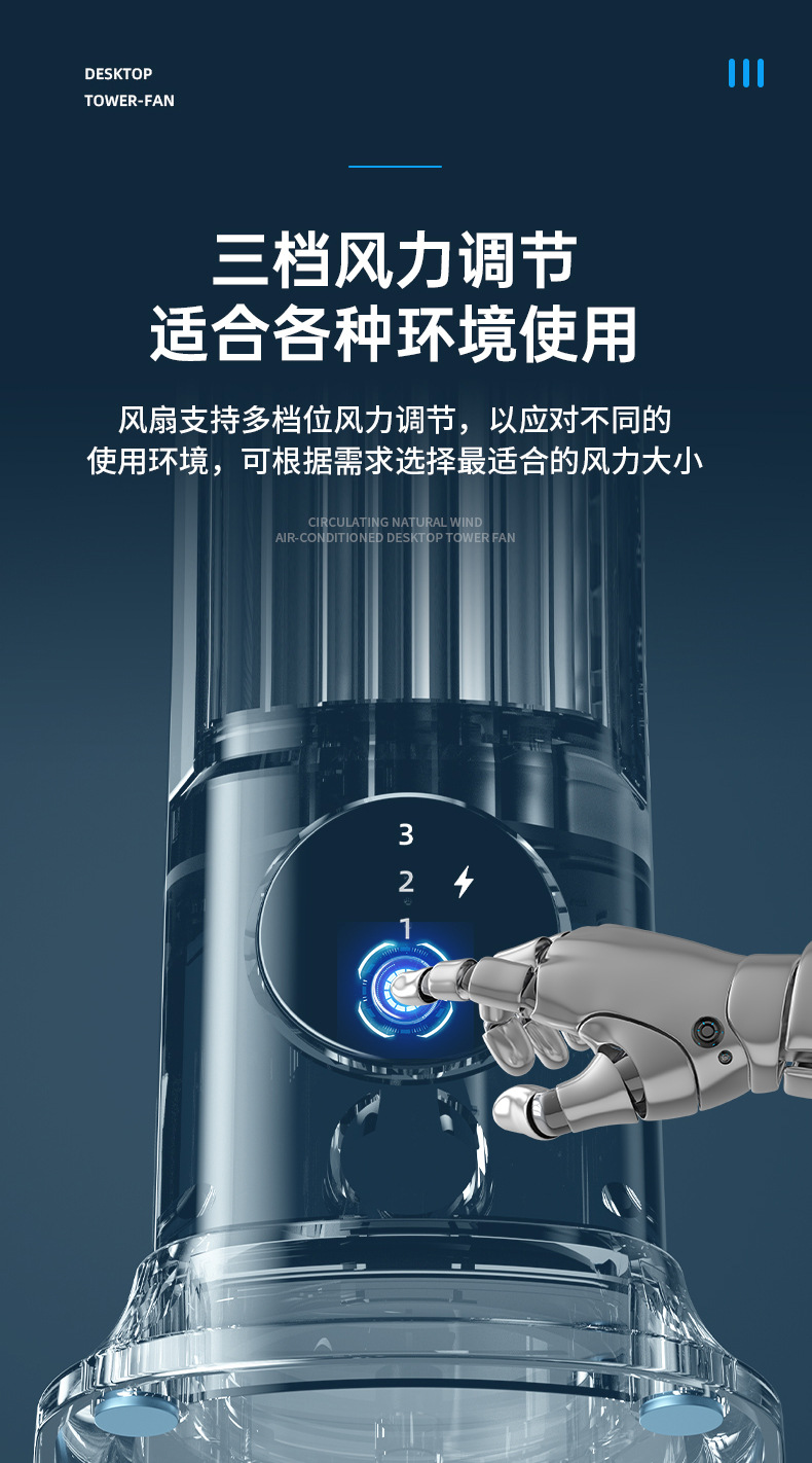 【无叶塔扇】家用电风扇落地扇宿舍冷风扇立式桌面空气循环扇详情30