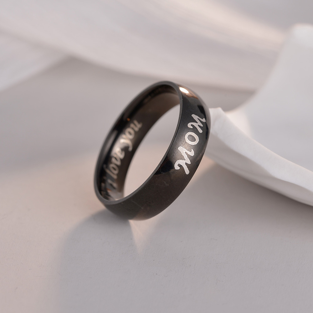 Aliexpress European and American jewelry family rings, DAD MOM rings, I LOVE YOU family rings, 6mm smooth surface pic 5