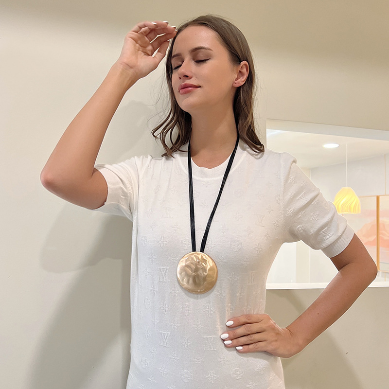 亚马逊跨境专供新款项链欧美复古大圆形高级毛衣链女士长项链批发详情4