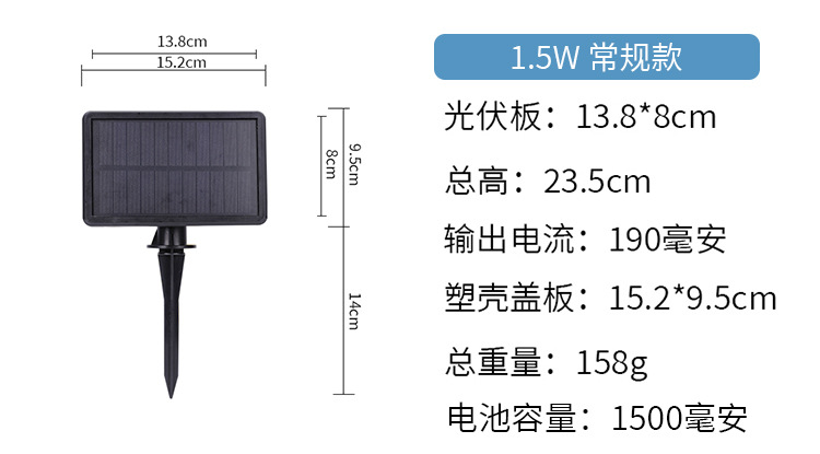 供应户外太阳能光控灯串电池板1.5W太阳能电池盒有线连接器塑料壳详情3