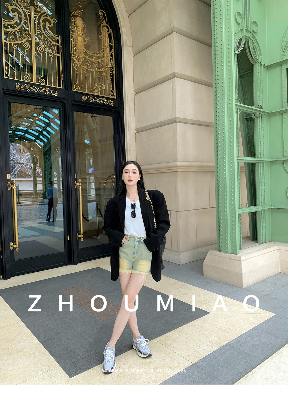 周淼ZHOUMIAO 2024春秋新款高级设计感女士黑色休闲小西装外套女详情5