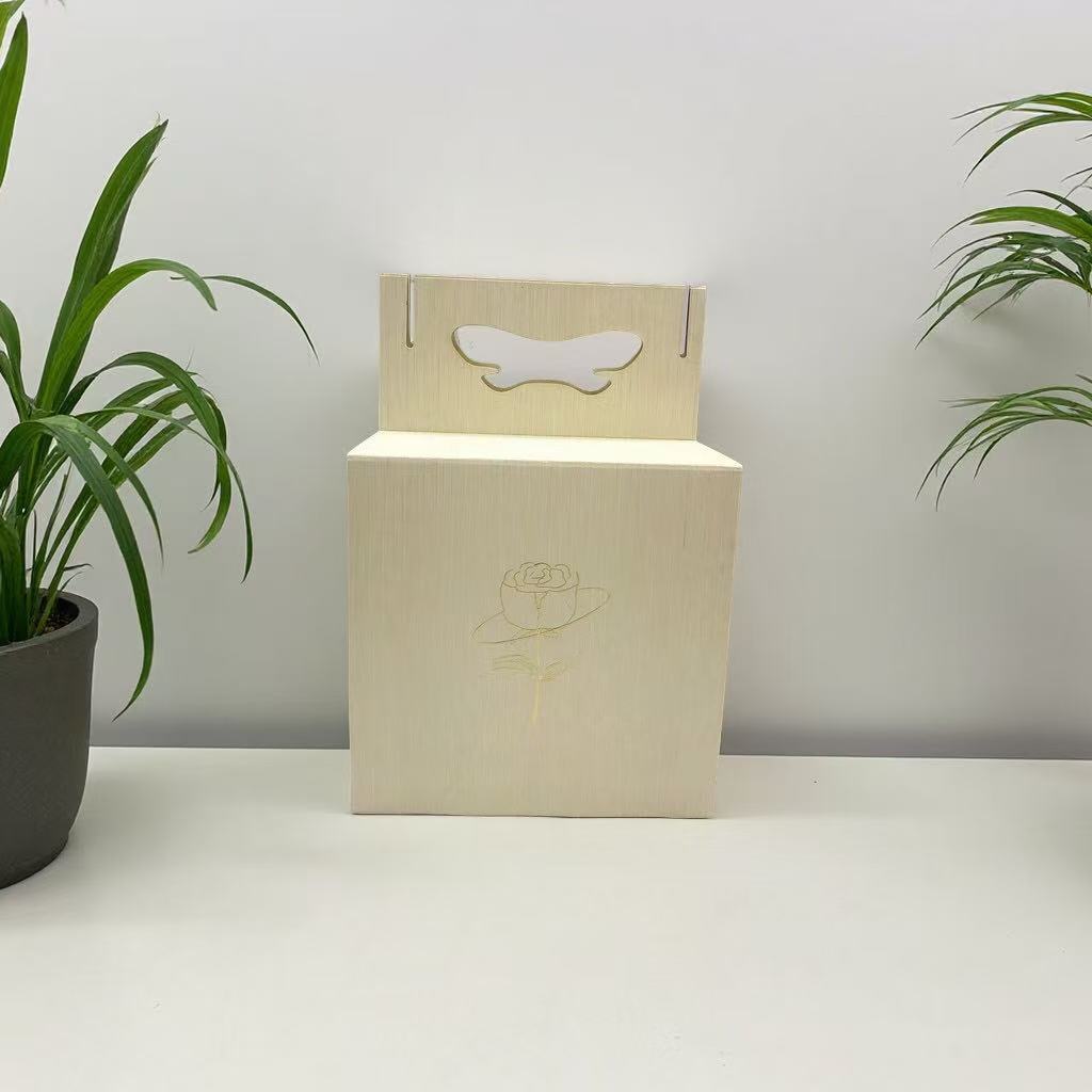 粉色条纹 手提蝴蝶可折叠方盒 烫金玫瑰花包装盒礼品盒详情10