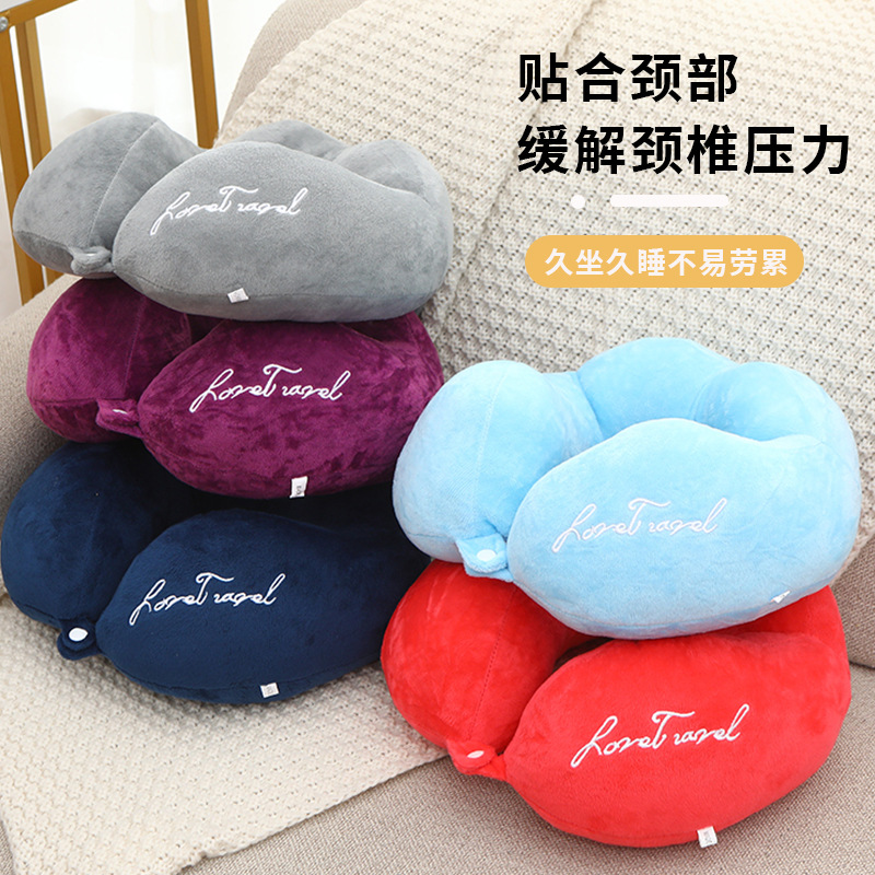 厂家批发新款绣花PP棉U型枕汽车飞机旅行枕u形护颈枕头可定LOGO详情2