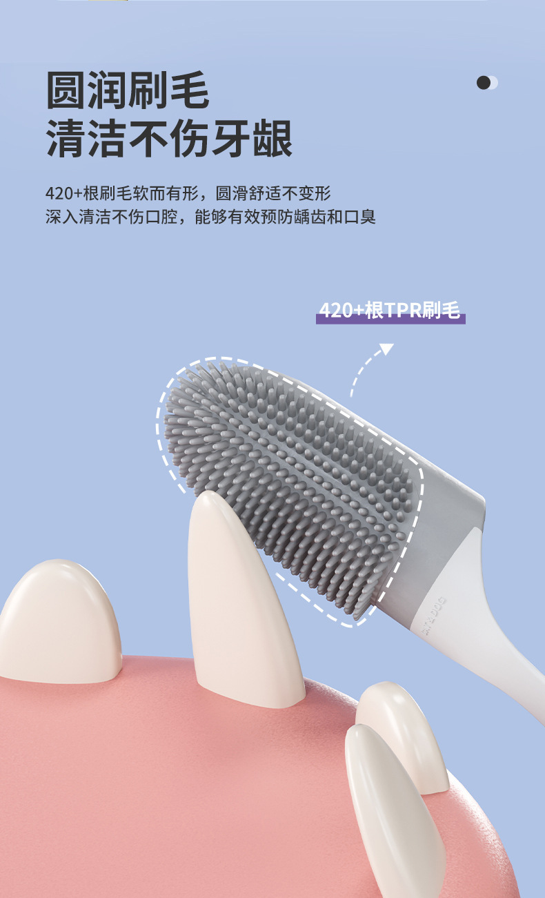 Cross-border pet toothbrush, finger toothbrush with handle, soft rubber teeth cleaning brush, dog and cat oral cleaning tools pic 6