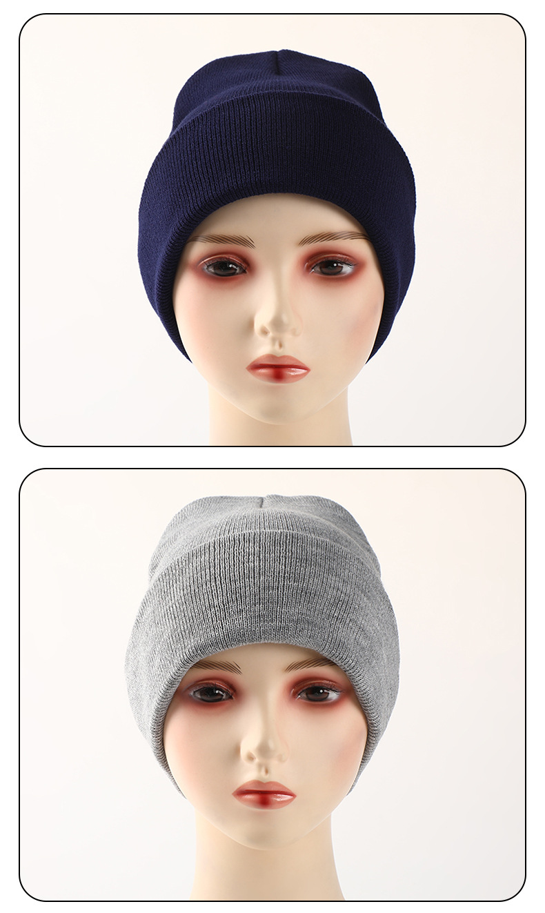 360针光板针织帽跨境专供秋冬亚马逊保暖滑雪帽大头围成人护耳帽详情11