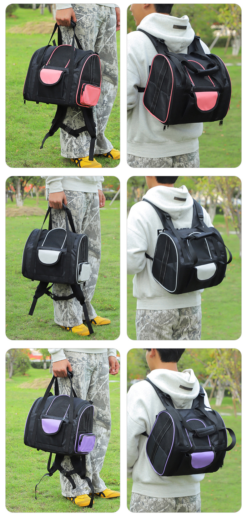 Rongka Pet Cross-border Multi-functional Pet Travel Bag, large-capacity personalized double-shoulder pet bag, Breathable Oxford fabric cat and dog handbag pic 11