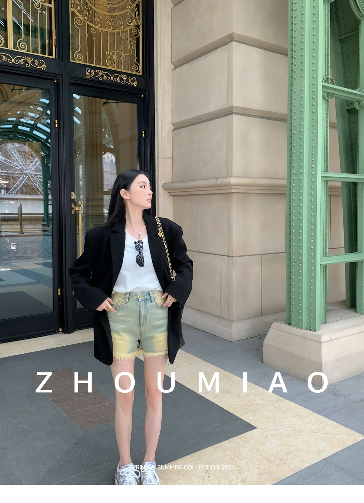 周淼ZHOUMIAO 2024春秋新款高级设计感女士黑色休闲小西装外套女详情6