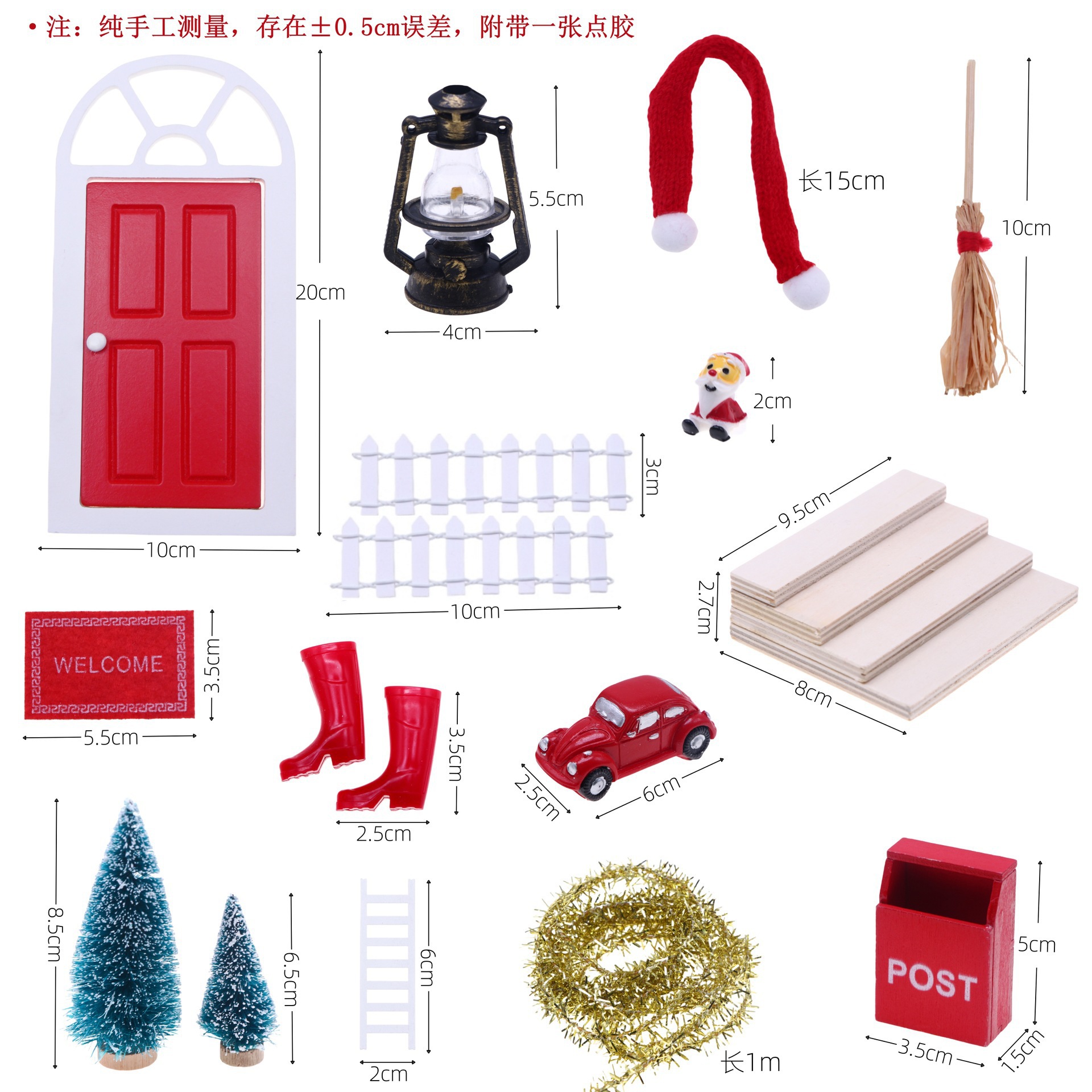 1:12 Dollhouse跨境迷你门庭圣诞装饰套装娃娃屋童话门圣诞节套装详情2