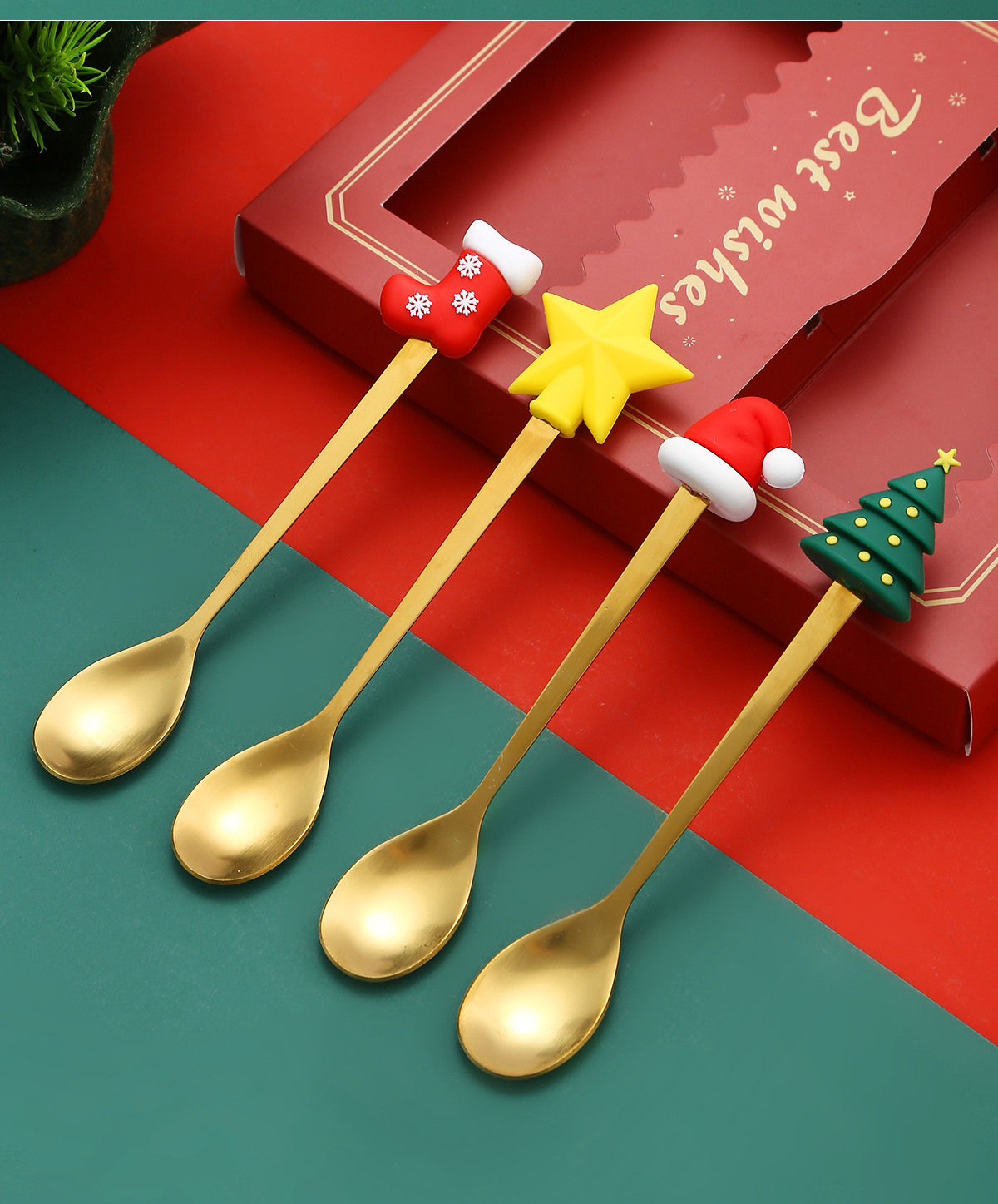 圣诞礼品餐具不锈钢咖啡勺子甜品勺叉套装创意卡通小公仔勺子叉子详情12