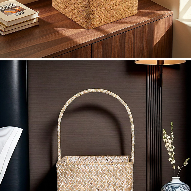 日式野餐篮藤海草编织插花篮婚礼喜糖装伴手礼杨梅手提篮子收纳筐详情11