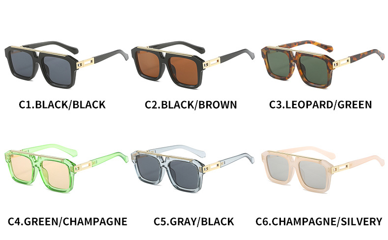 2023新款复古双梁太阳镜男款 欧美时尚方框百搭金属潮流墨镜女款UV400防紫外线跨境热销太阳镜详情6