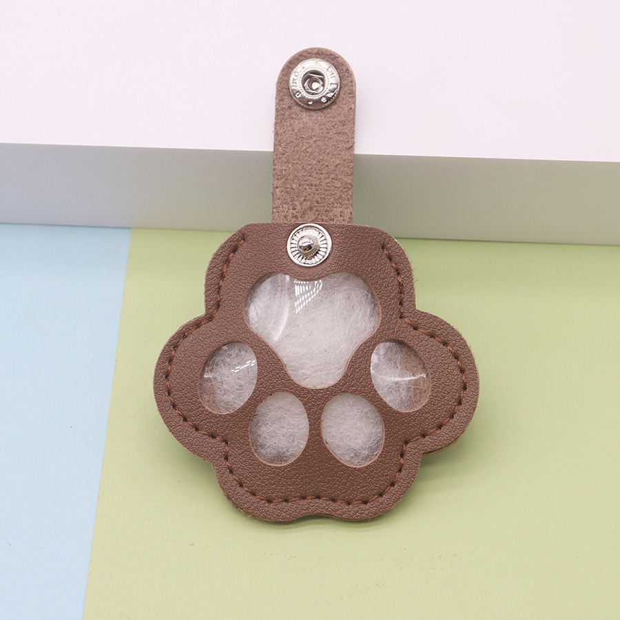 Paw print cat commemorative plate, popular pet dog hair portable keychain pendant, PU hair tag storage bag for pets pic 3