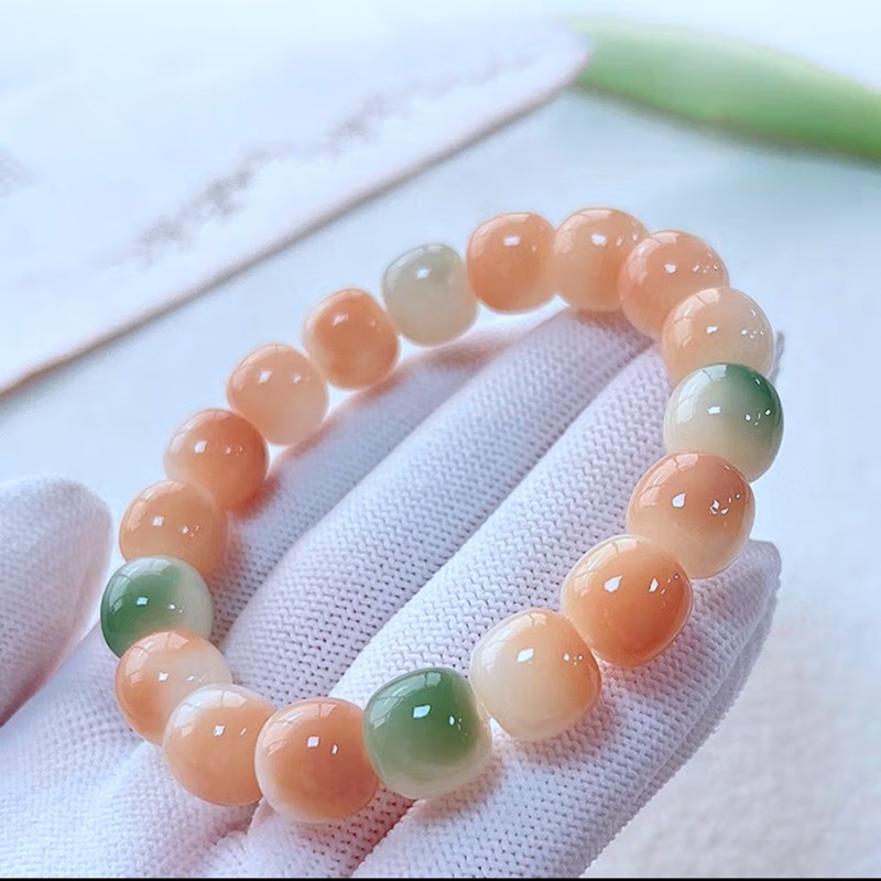 阴皮渐变绿白玉菩提子手串女小青柠绕指柔文玩菩提根佛珠菩提学生详情21
