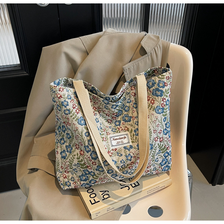 大容量帆布包包2024新款潮时尚百搭单肩手提袋子ins学生上课包女详情9