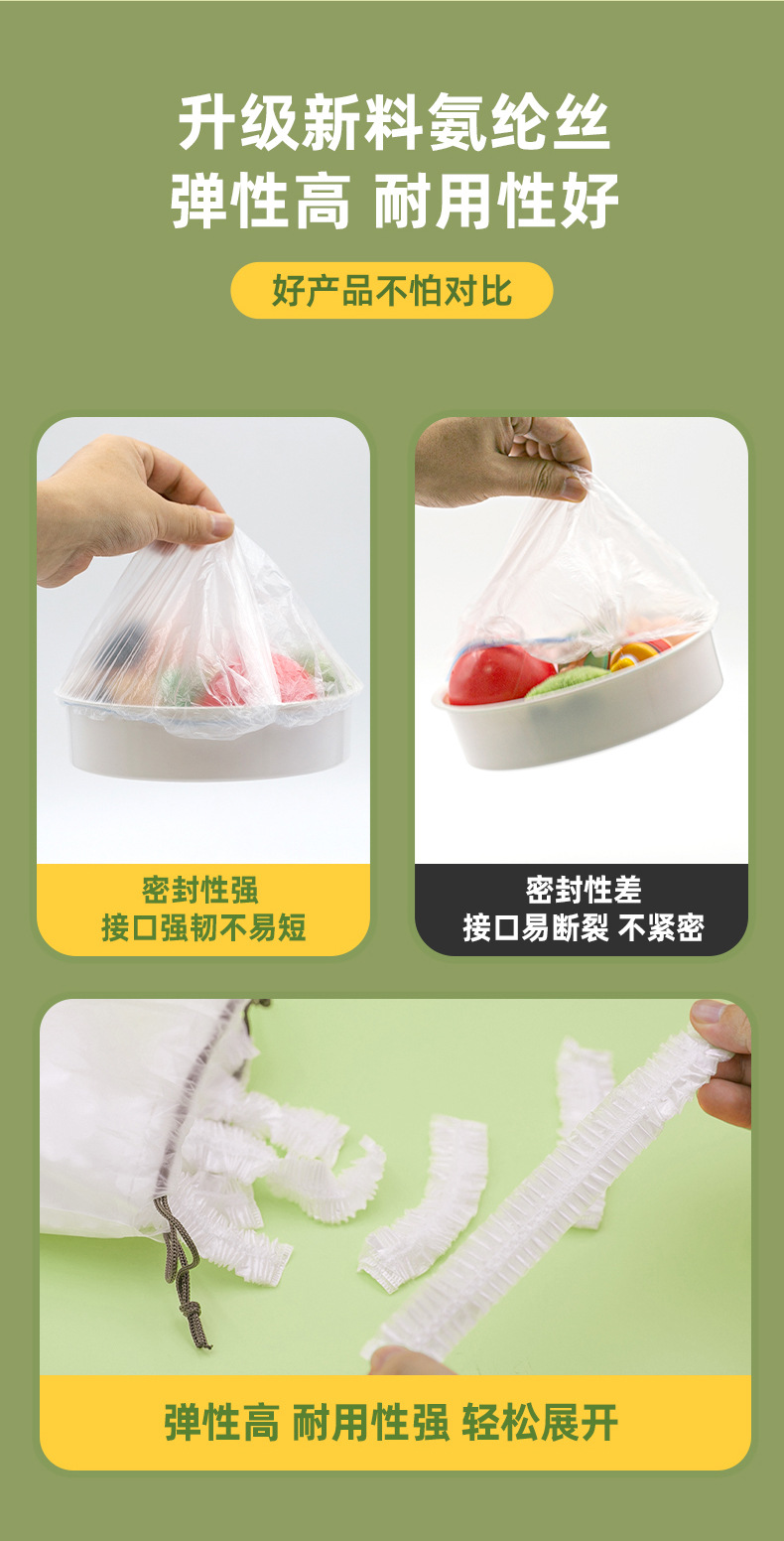 一次性免撕彩色保鲜膜套家用食品级pe保鲜膜套碗罩剩饭菜松紧碗套详情4
