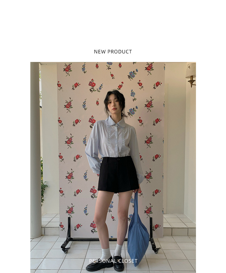 【候麦的春天】歌铭法式娃娃领衬衫春季新款复古蕾丝上衣女Y1122F详情8