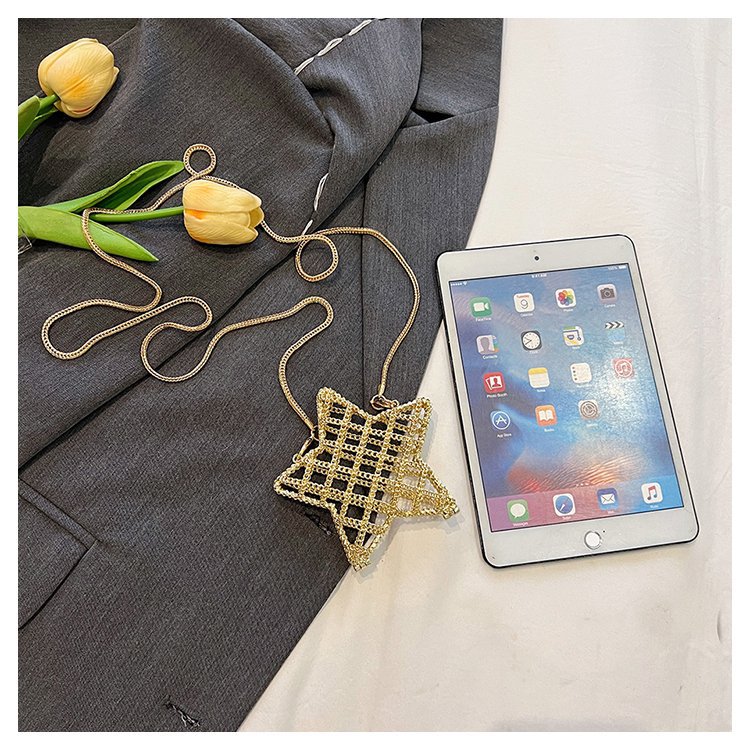 跨境2024夏新款小香风镂空金属星星包晚宴包单肩斜挎气质链条女包详情39