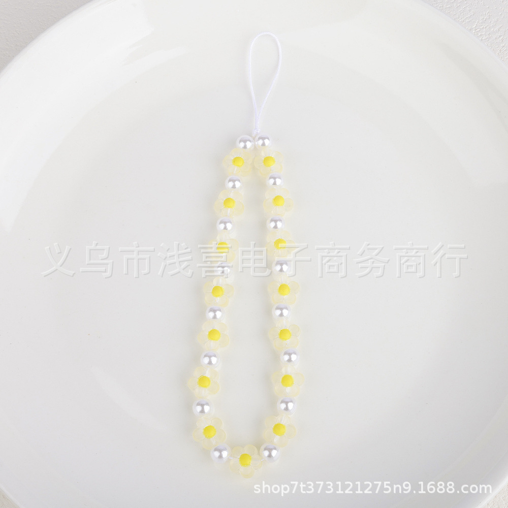 ins Matte heart-shaped flower y2K Sweet and Hot Girl mobile phone chain diy Colorful bead phone case keychain Pendant pic 9