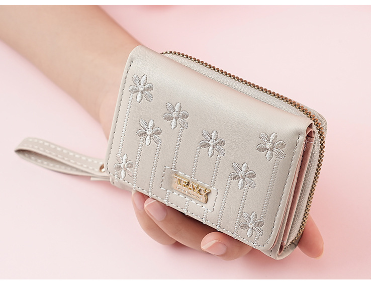 女士钱包teayy暖色系短款多功能零钱包拉链按扣小卡包钱夹 钱包女详情16