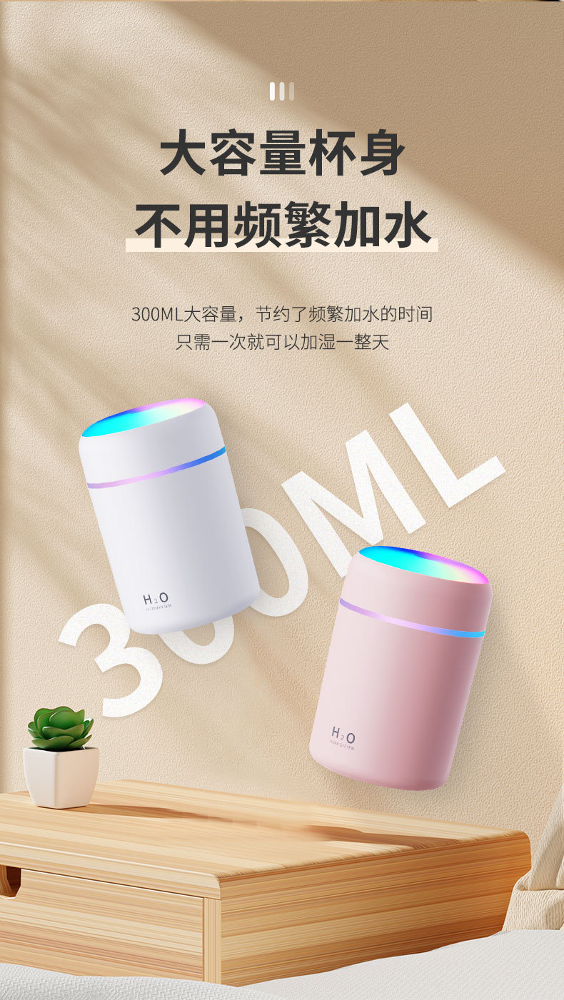 七彩夜灯USB室内空气加湿器插电车载氛围灯迷你香薰机喷雾器厂家详情15