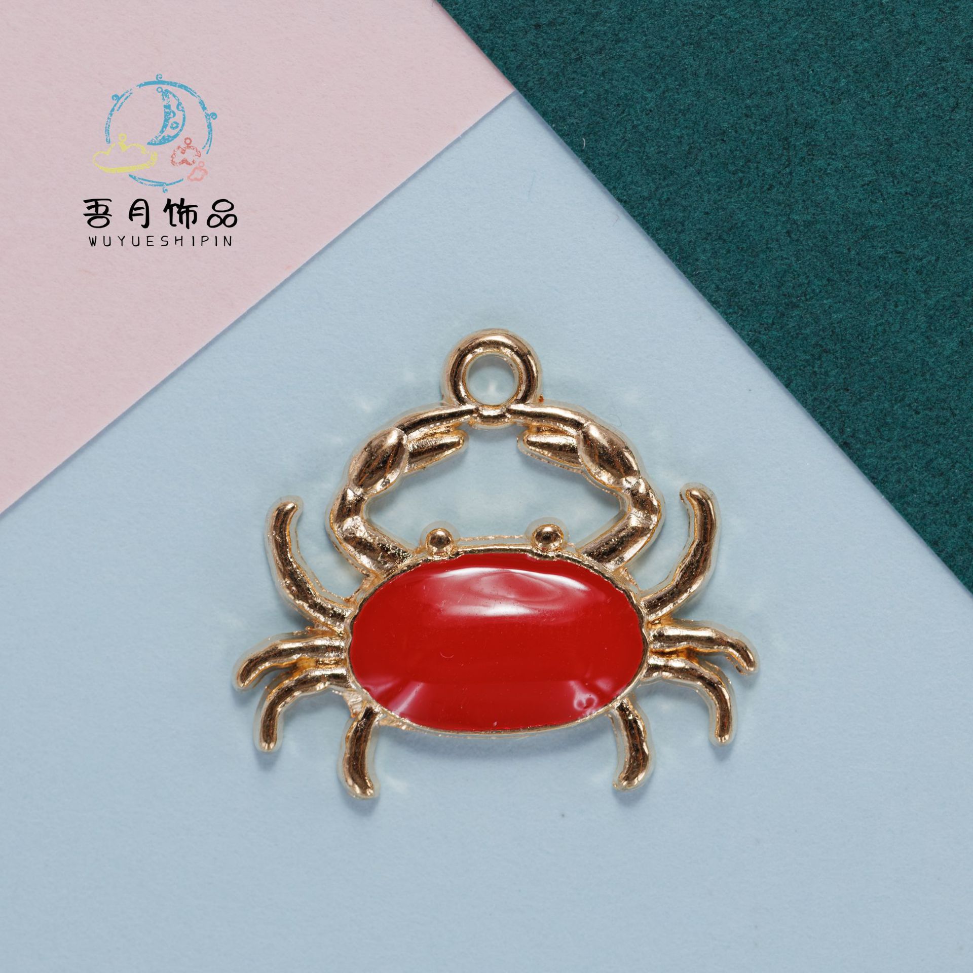 螃蟹合金滴油diy饰品配件韩版海洋耳饰彩色挂件耳环吊坠材料义乌详情5