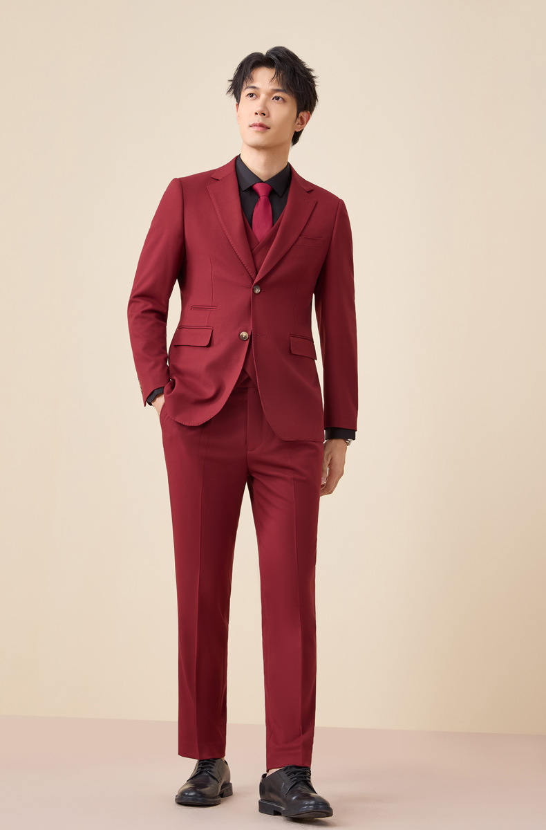 Tian Si Acetic Acid high-end navy blue suit set for men pic 17