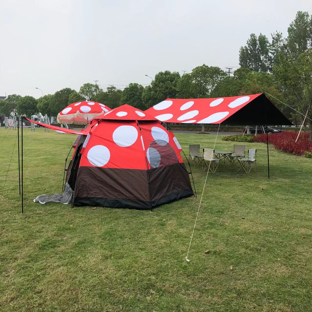 Outdoor mushroom house, hexagonal tent, canopy, sun umbrella, camping, portable folding quick-opening rainproof automatic tent pic 5