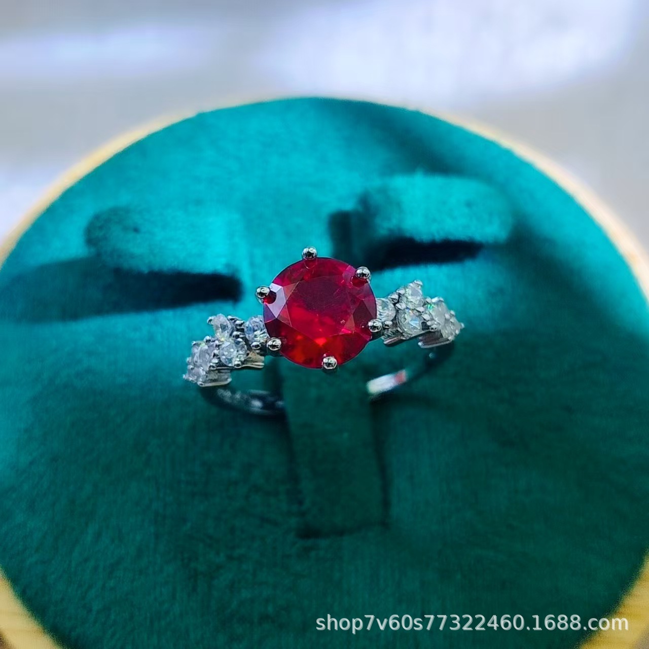 热卖珠宝首饰2克拉圆形培育鸽血红红宝石开口戒指女时尚彩宝戒指详情42