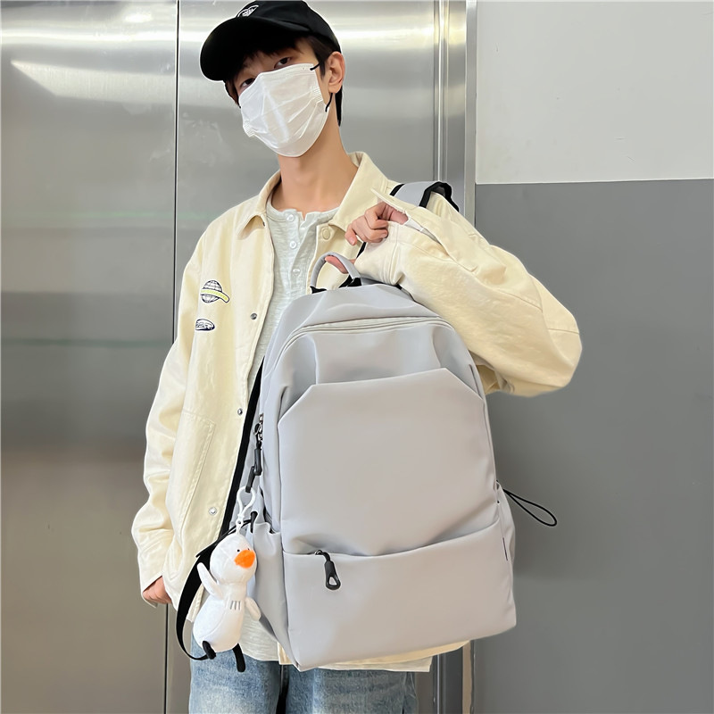 中大学生书包女潮流褶皱双肩包男批发 学院风情侣休闲耐用双肩包详情50