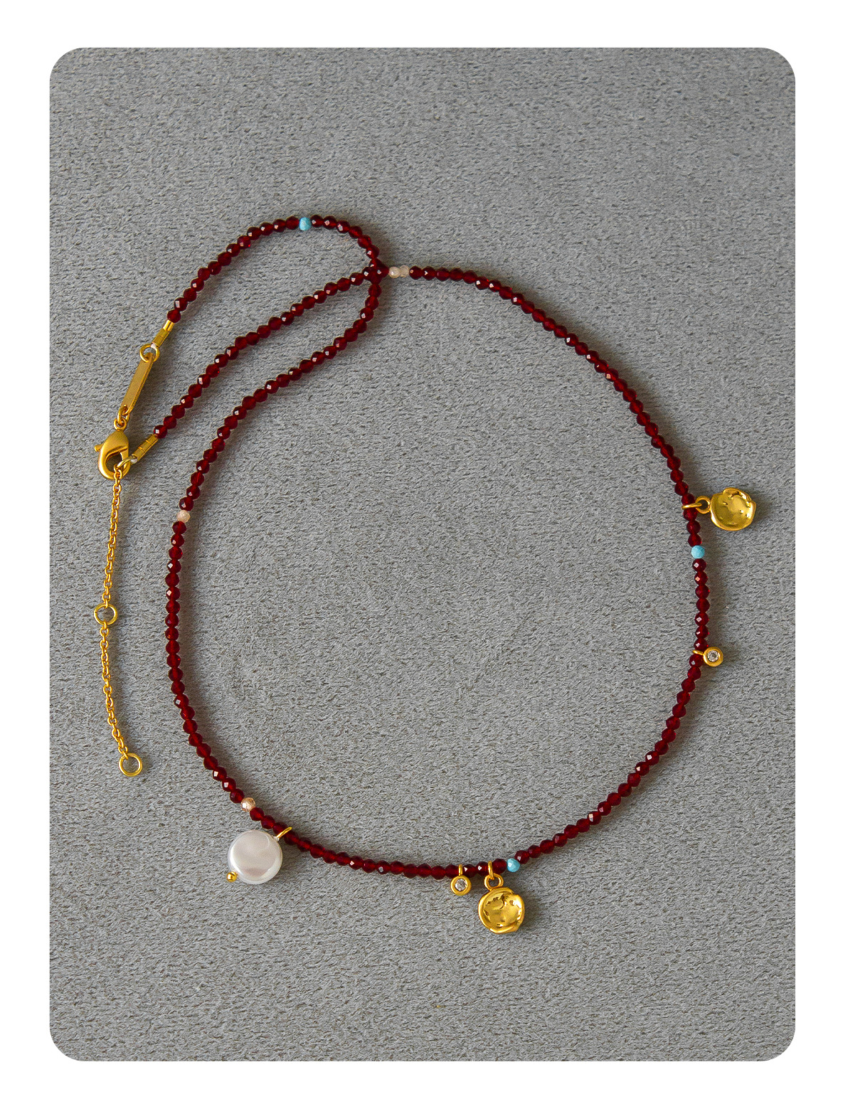 韩系小众酒红色串珠项链新中式跨年款小巧精致冬季极细串珠锁骨链详情5