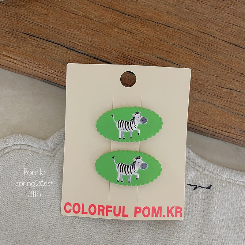 春季新款卡通印花椭圆儿童掰掰夹甜美前额碎发宝宝百搭刘海夹发卡详情5