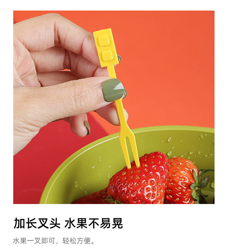 一次性塑料蛋糕生日外卖水果轻食沙拉甜品叉积木儿童餐具彩色套装详情3