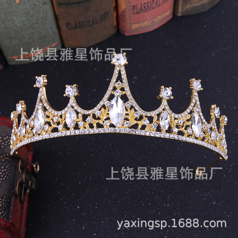 新款钻石银色公主头饰大气婚纱礼服超闪水晶奢华女神新娘婚礼皇冠详情10