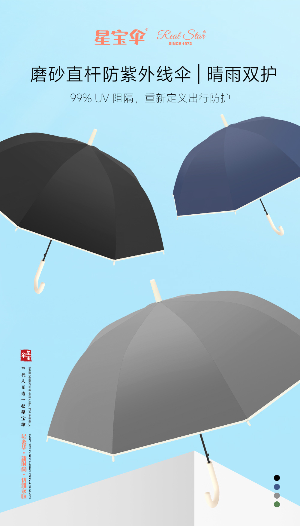 防晒塑料伞跨境热销长柄黑胶EVA伞直柄自动日系雨伞现货跨境批发详情3