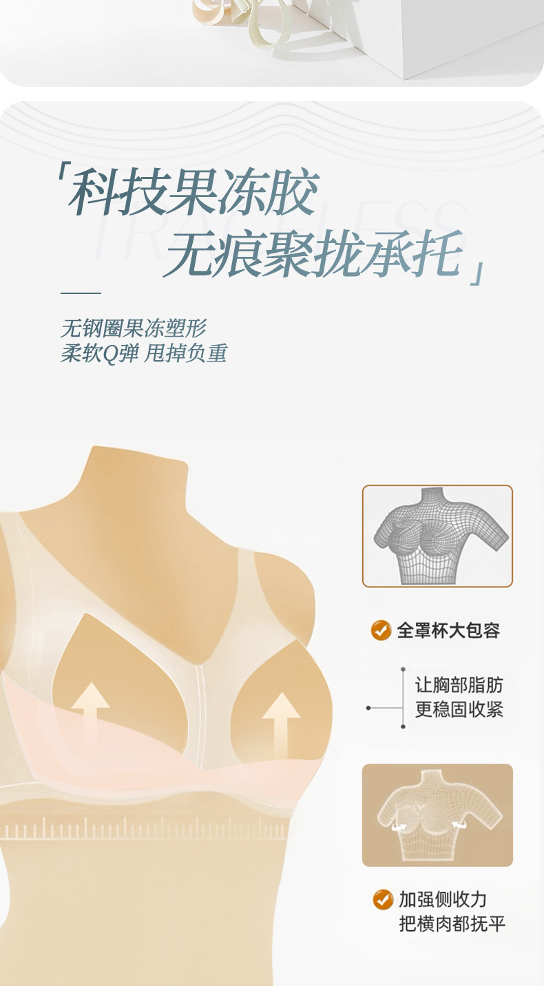 粉韵2024无痕果冻哺乳内衣反重力提拉孕产期无钢圈上开扣喂奶文胸详情7