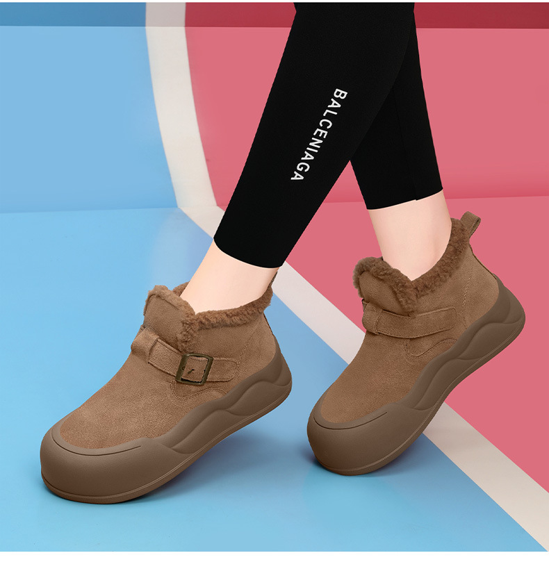 头层牛皮新款时尚短筒雪地靴女加绒短靴子冬季防滑一脚蹬保暖棉鞋详情10