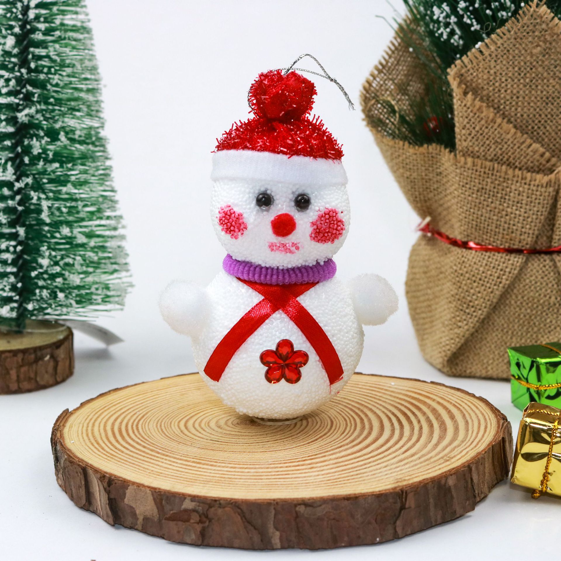 圣诞泡沫雪人摆件10x8cm一件装 商场酒店场景布置圣诞装饰品办公文化圣诞用品详情3