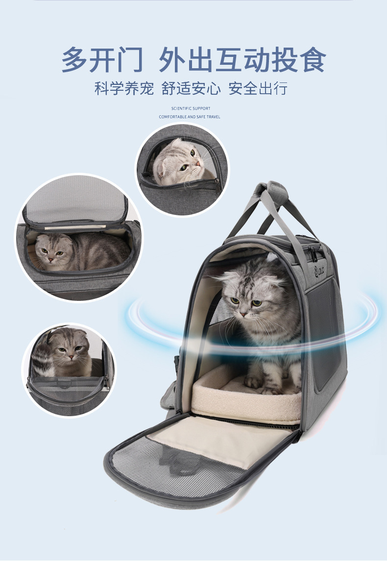Bolsa para mascotas gran espacio caja de aviación portátil para mascotas al aire libre transpirable bolsa de gato portátil para salir mochila para mascotas pequeñas pic 15