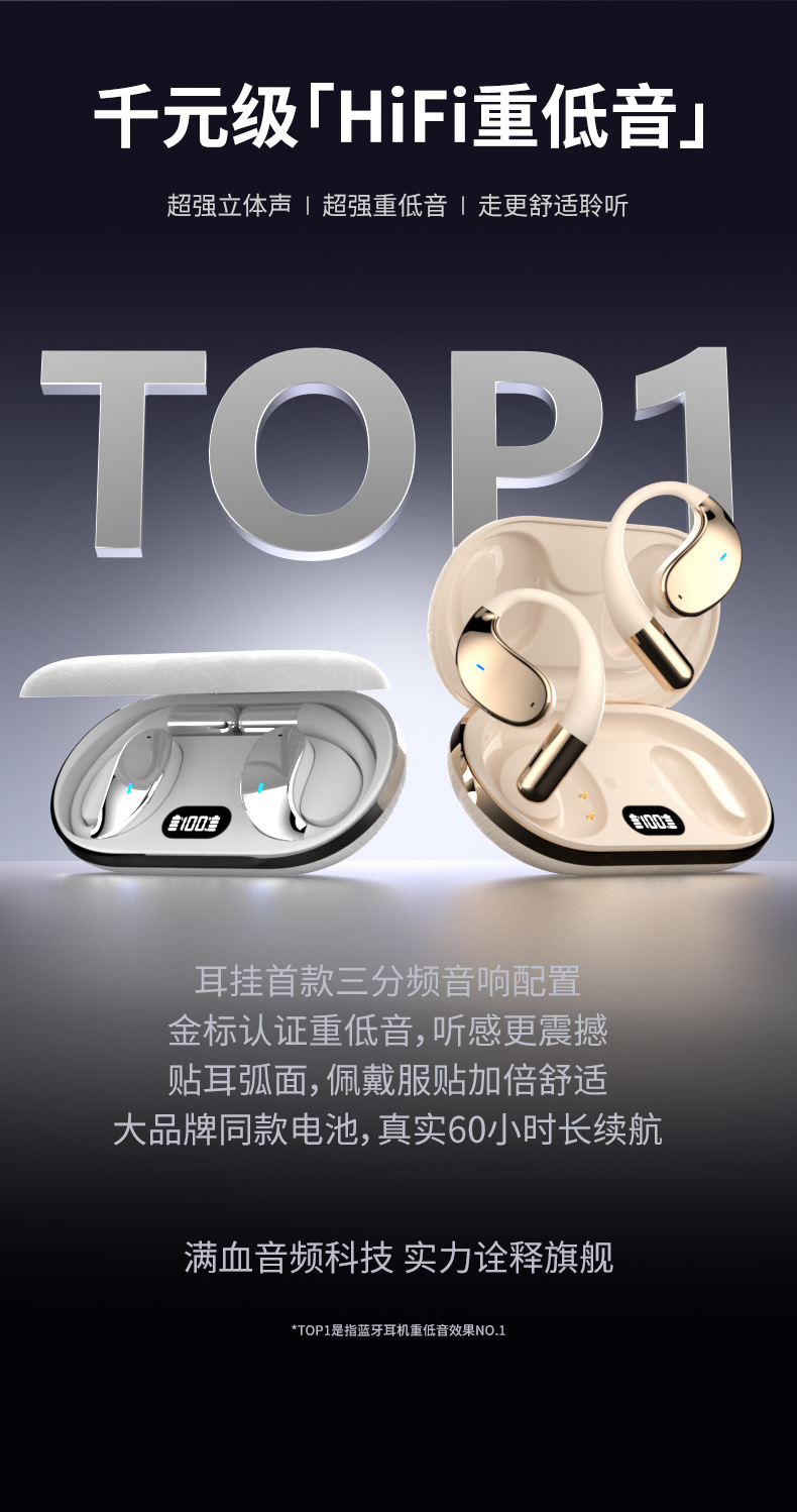 Estilo explosivo Ai traductor auriculares abiertos OWS no en el oído auriculares bluetooth inalámbricos Q39 auriculares deportivos colgante de la oreja pic 4